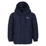Navy Hooded Logo Puffer Jacket