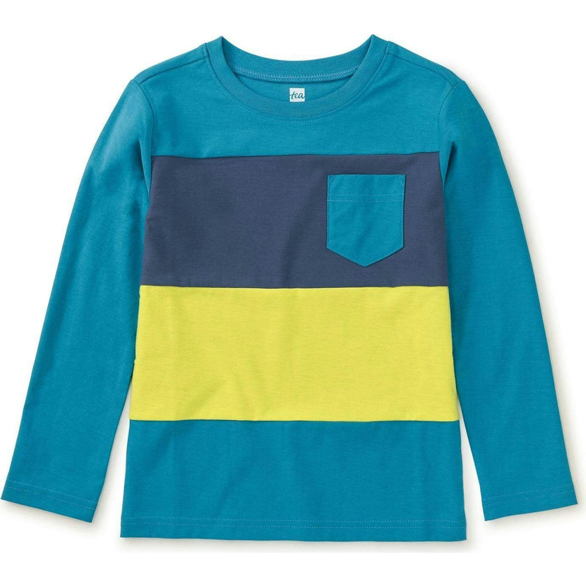 Long Sleeve Colorblock Pocket, Blue
