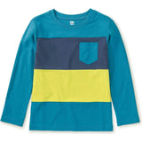 Long Sleeve Colorblock Pocket, Blue