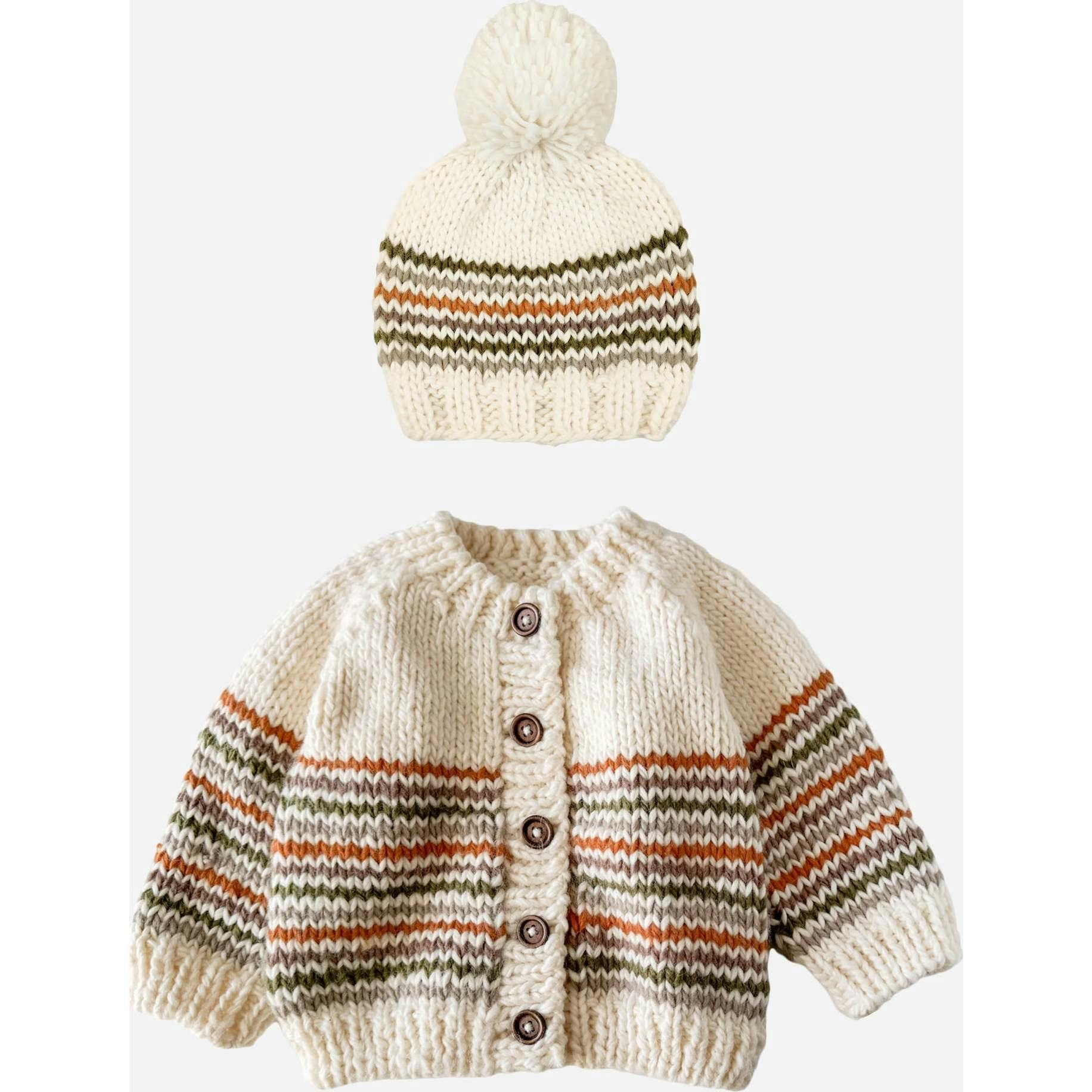 Woodland Stripe Cardigan and Hat Set
