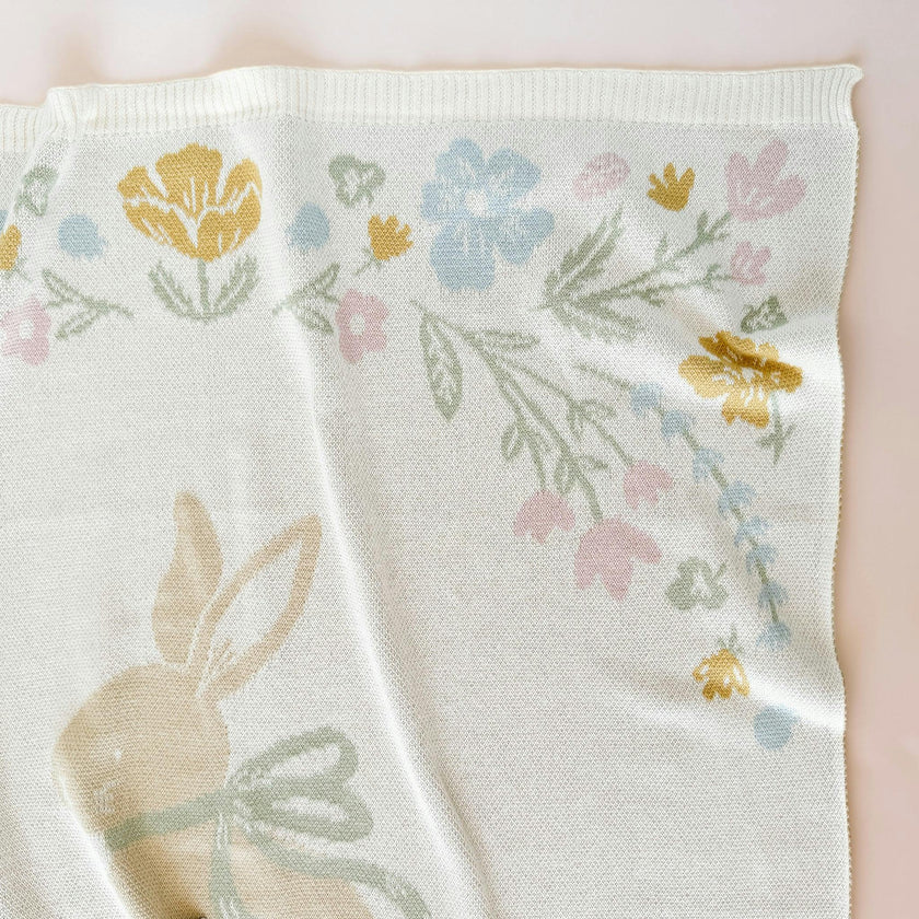 Pastel Bunny Blanket and Plush Toy Taupe Gift Set
