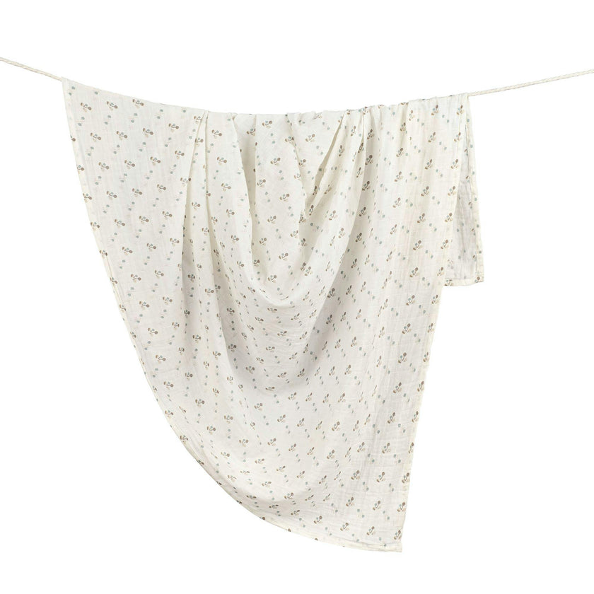 Avery Poppy 100% Organic Cotton Muslin Swaddle Blanket