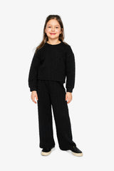 Wide Leg Jacquard Pants Black