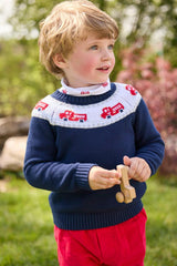 Fire Truck Fair Isle Sweater