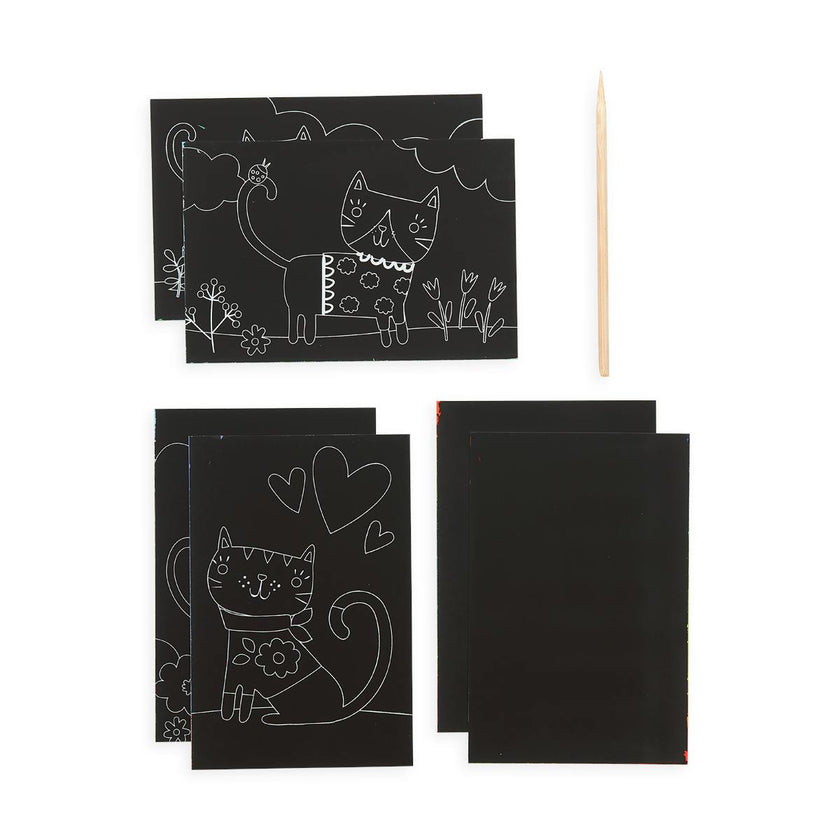 Scratch and Scribble Mini Scratch Art Kit - Cutie Cats - 6 Cards