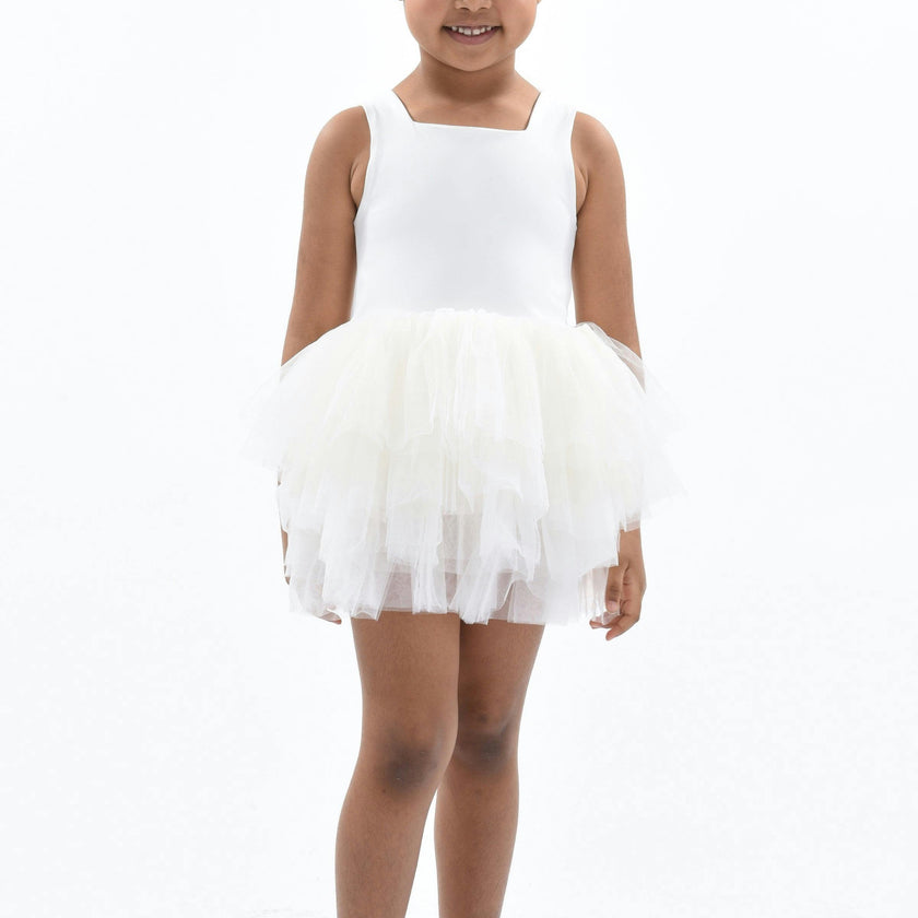 White Solid Tutu Dress