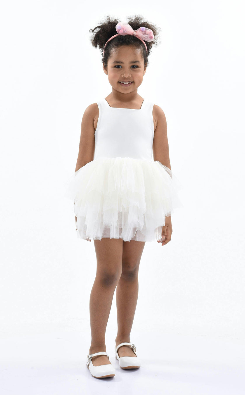 White Solid Tutu Dress