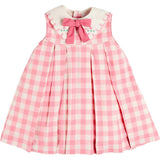 Catherine Gingham Embroidered Sleeveless Trapeze Dress in Pink (12mths- 10yrs)