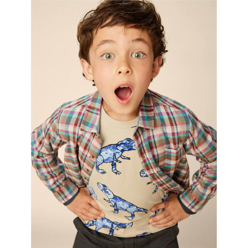 Original Print Crew Neck Layered Long Sleeve T-Shirt, Multi
