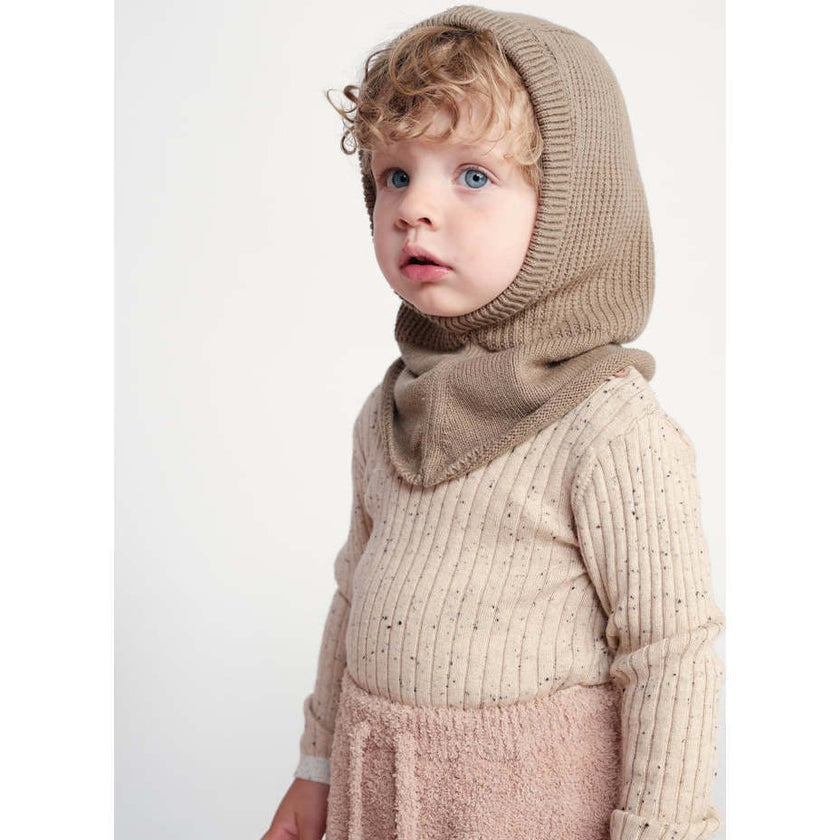 Chunky Ribbed Cotton Knit Elastic Fit Balaclava