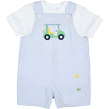 Check Seersucker Shortall With Golf Cart