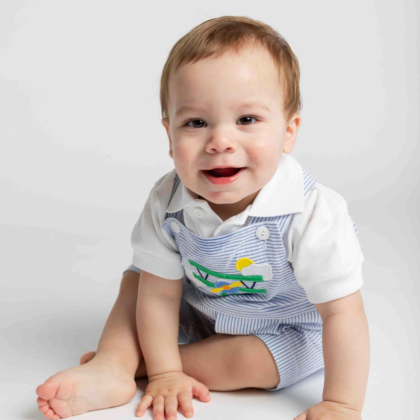 Seersucker Shortall With Airplane