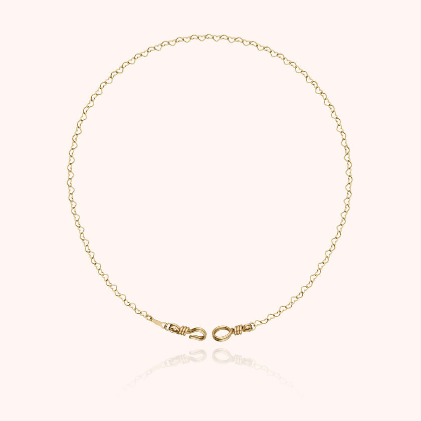 Women's Linked Hearts Chain Necklace, Yellow Gold