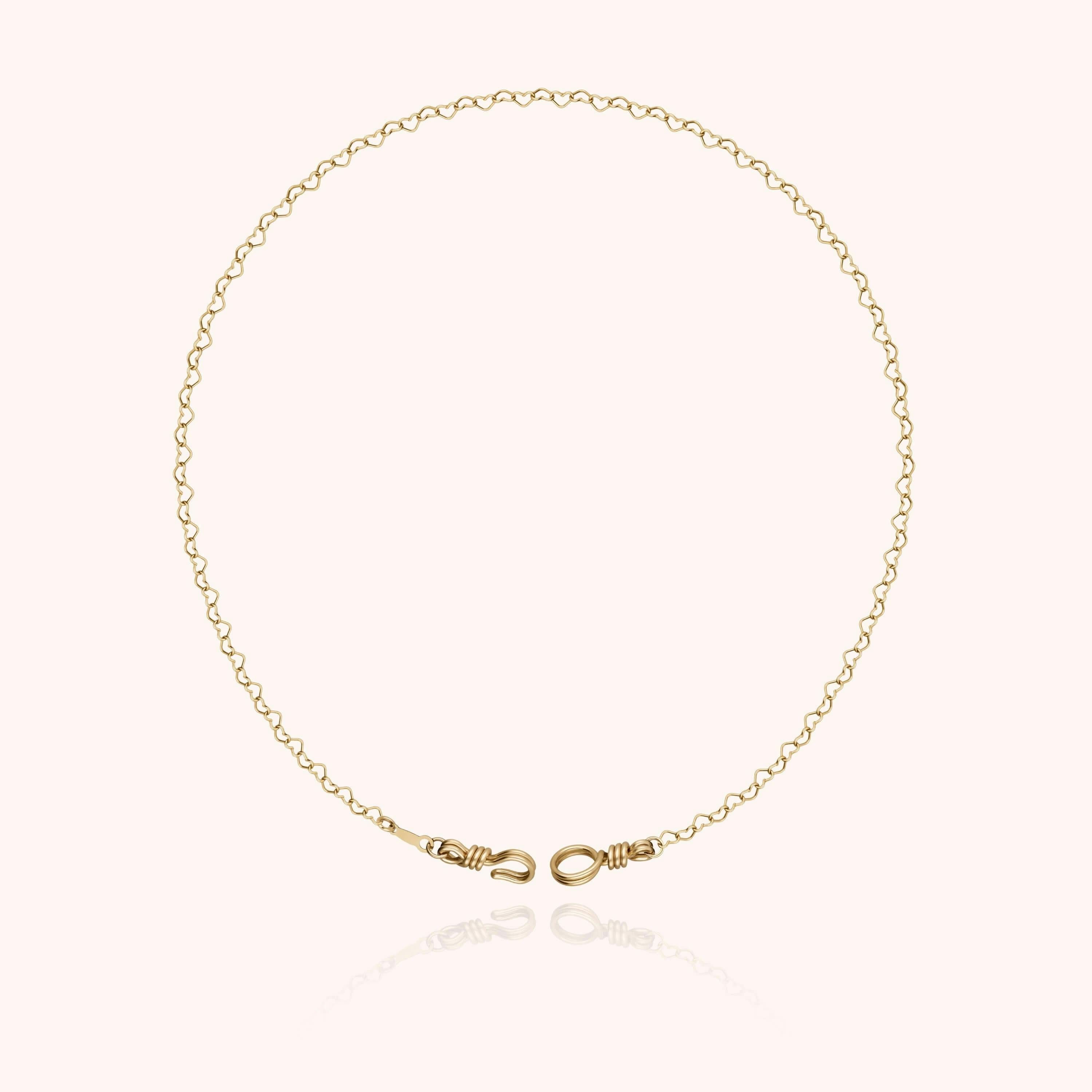 Women's Linked Hearts Chain Necklace, Yellow Gold