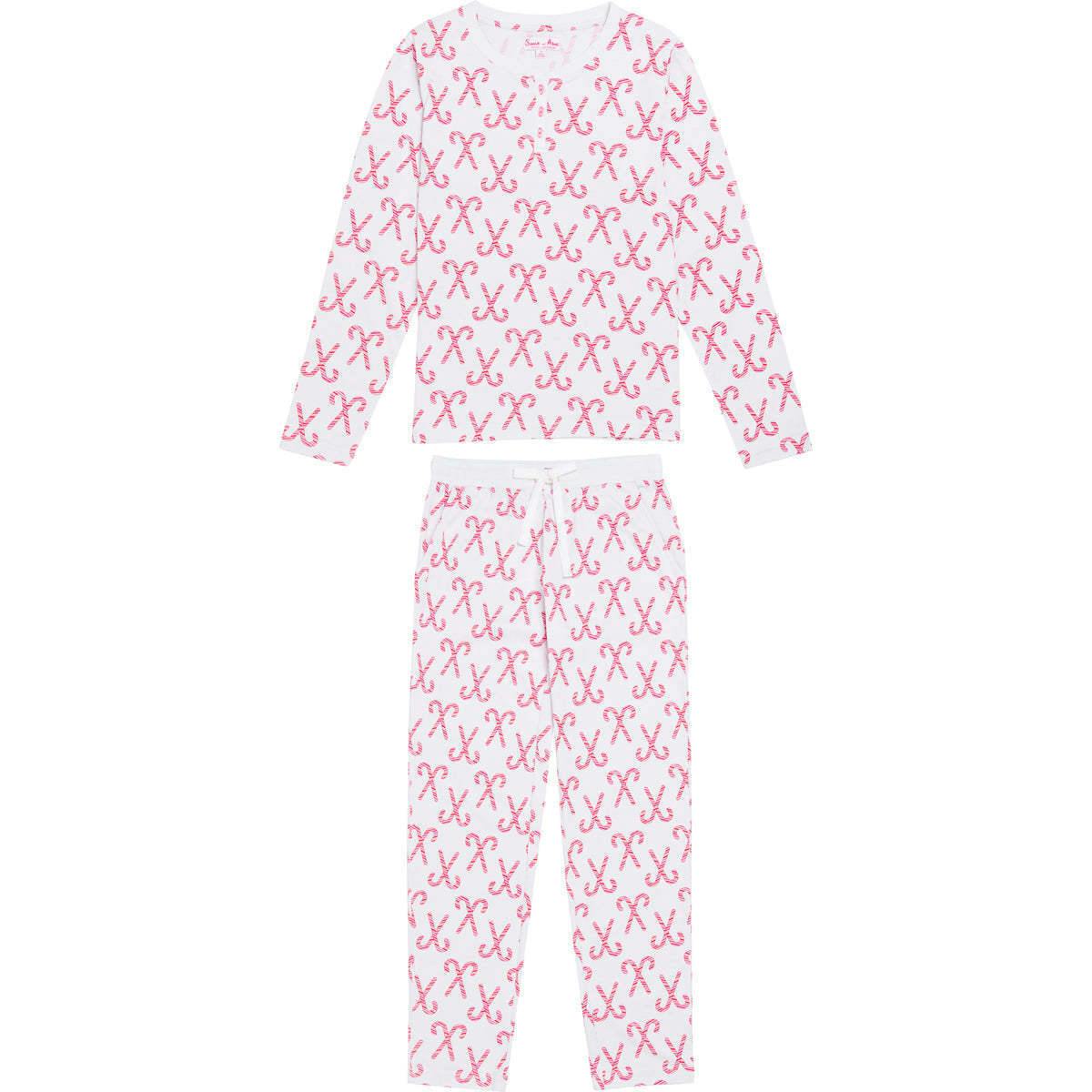 Women's Candy Cane Pajama Shirt and Pant Set