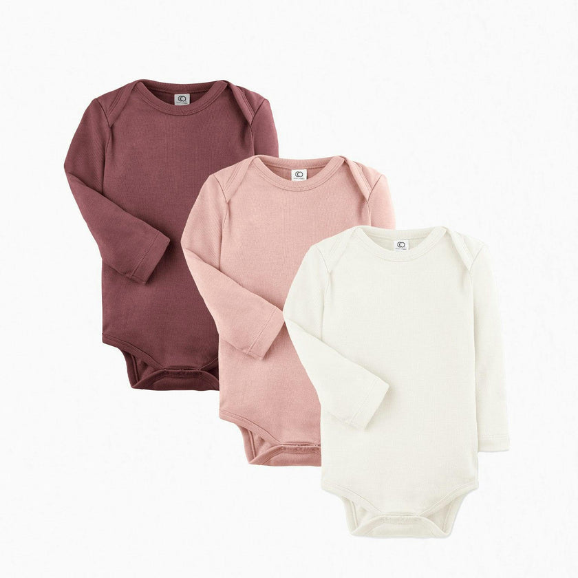 3-Pack Classic Long Sleeve Bodysuit Bundle Thyme + Heather Grey + White