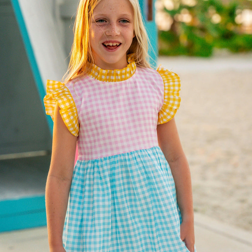 Gingham Multi Ruffle Dress
