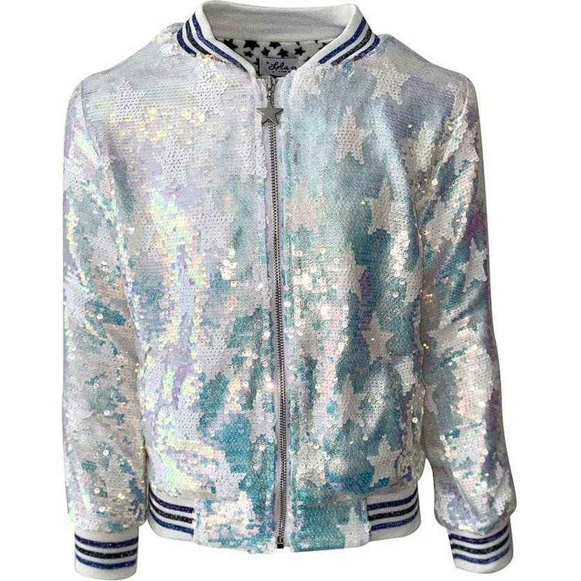 Iridescent Star Sequin Bomber