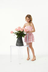 Georgia Vintage Rose Ballet Pink Satin Smocked Top