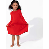 Winterberry Red Bamboo Girls' Long Sleeve Dress