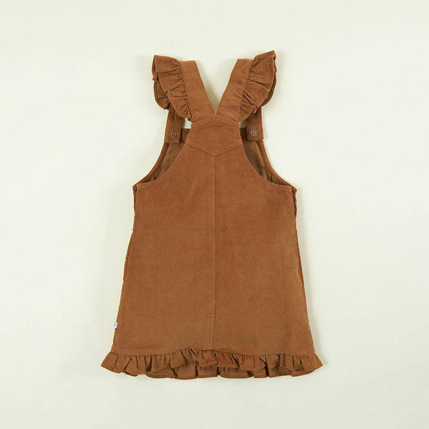 Camel Cotton Corduroy Overall Dress