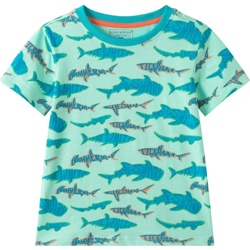 Boys Graphic Tee | Teal Sharks