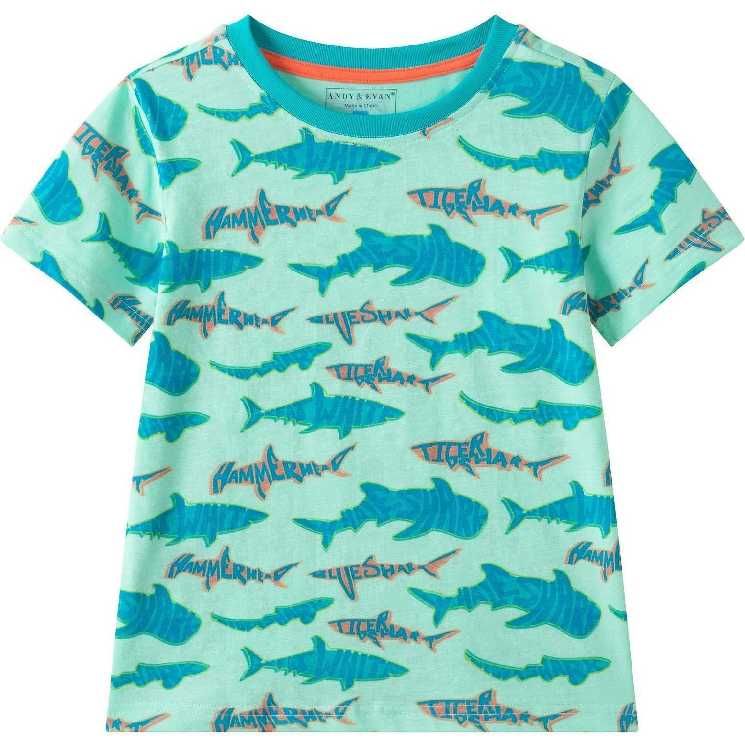 Boys Graphic Tee | Teal Sharks