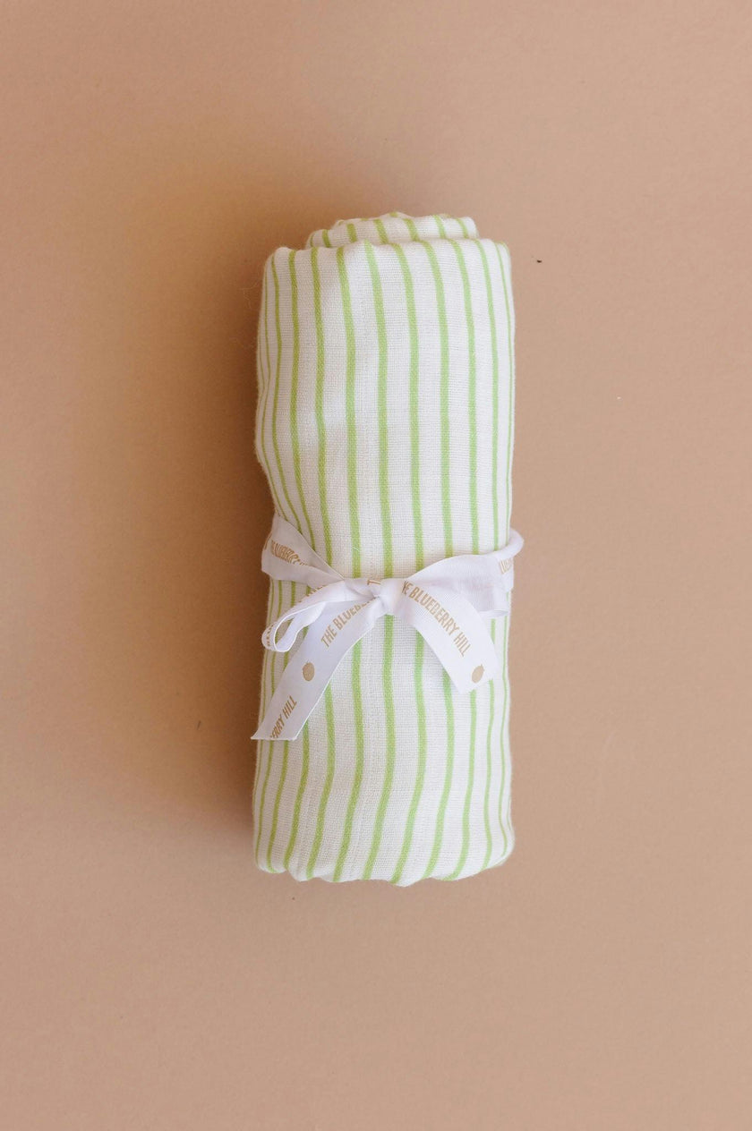 Green Stripe Swaddle and Lovey Set - Flower
