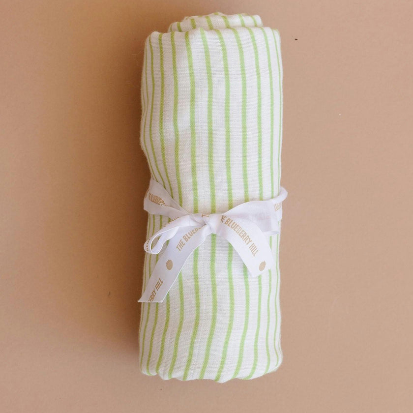 Green Stripe Swaddle and Lovey Set, Flower