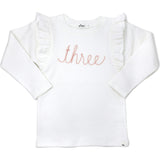 Millie Long Sleeve Tee in 'three' Pink Eyelash Writing