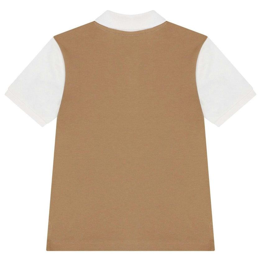 White & Beige Logo Polo Shirt
