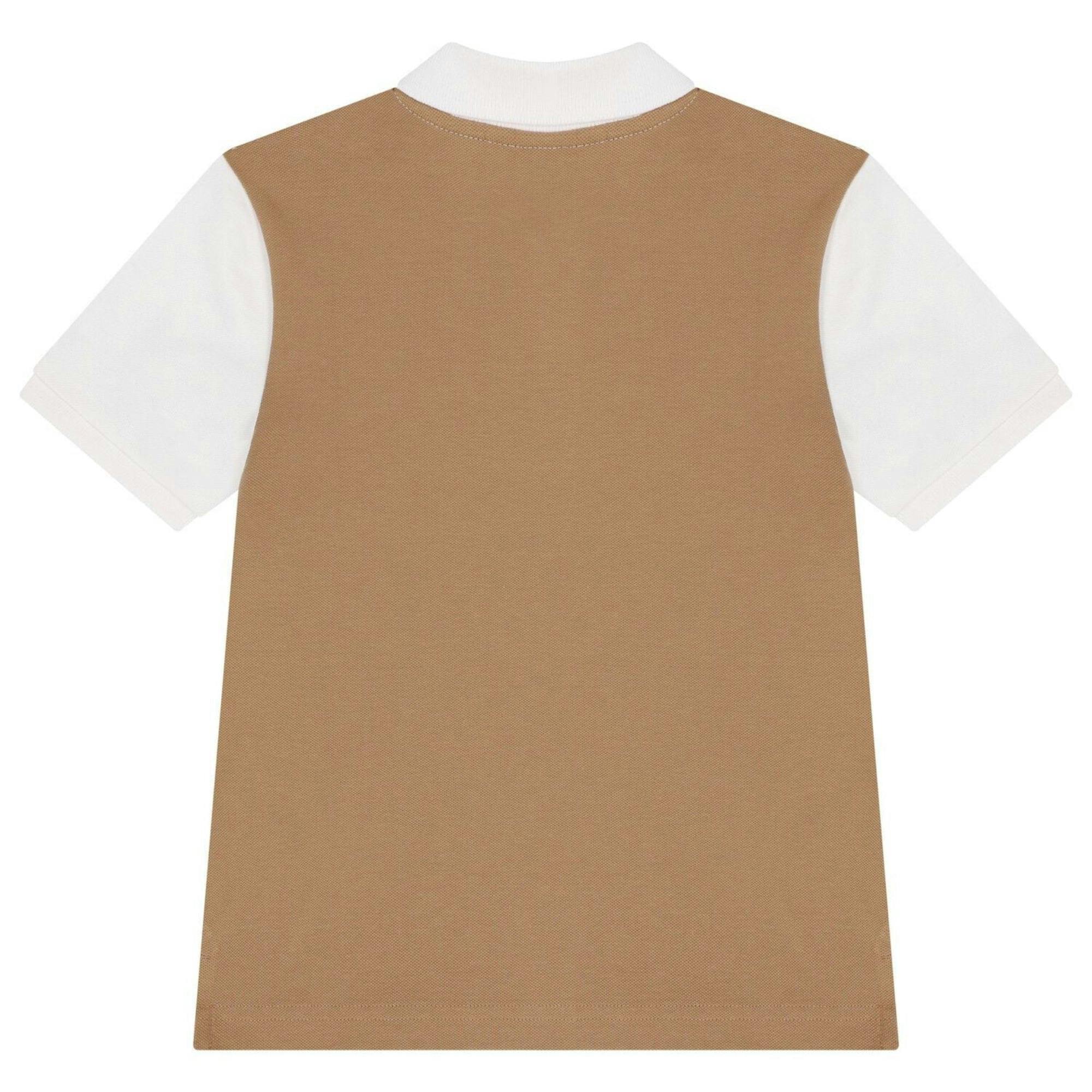 White & Beige Logo Polo Shirt