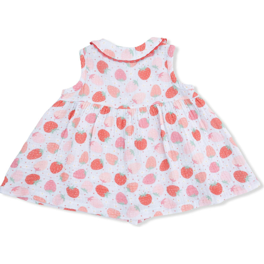 Strawberry Bliss - Jill Dress with Bloomer & Large Bow