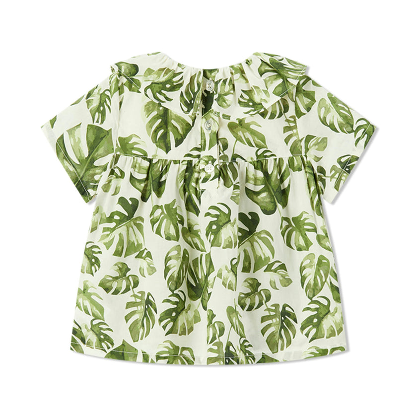 Island Leaf Ruffle Dress & Bloomers