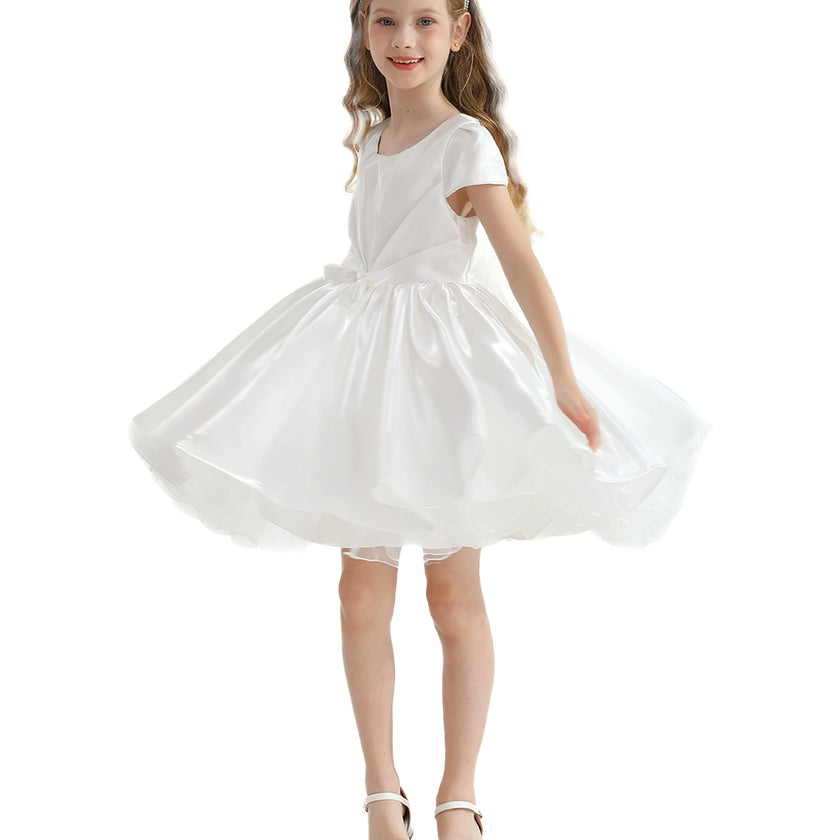 White Bow Short Solera Dress