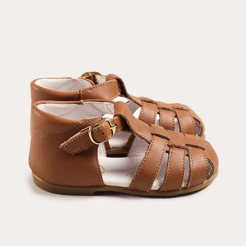 Woven Leather Fisherman Sandals in Brown (20-27EU)