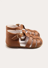 Woven Leather Fisherman Sandals in Brown (20-27EU)