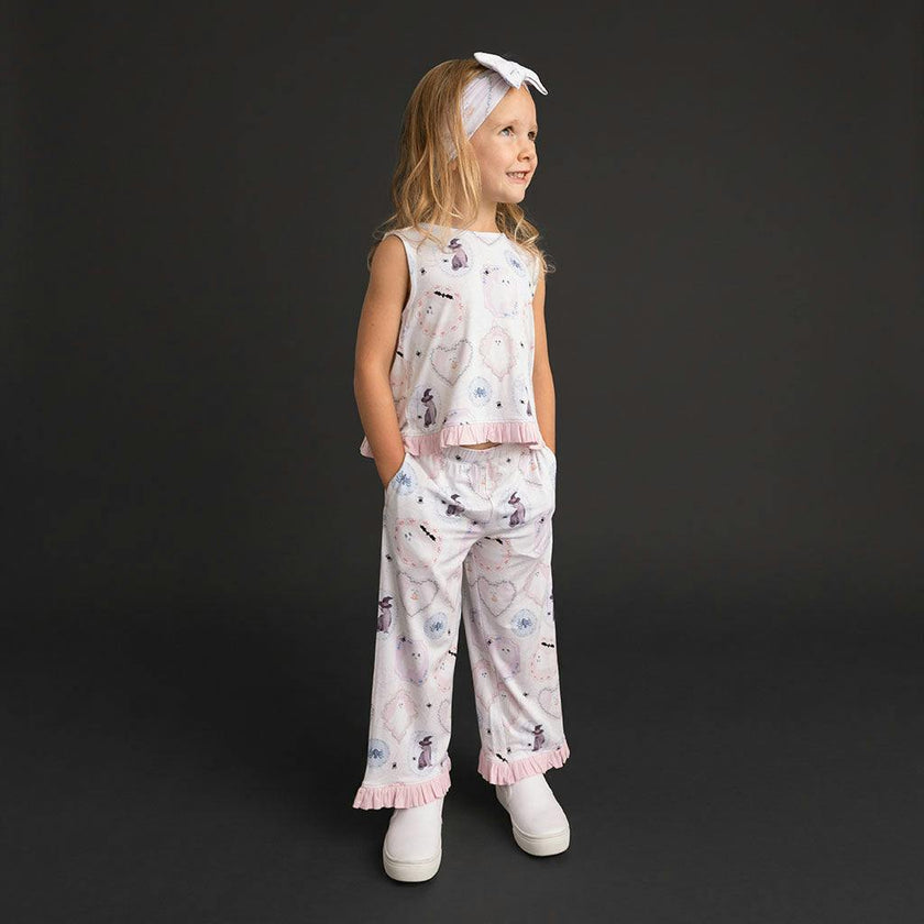 Posh Spooks Ruffled Bow Back Tank Pant Set