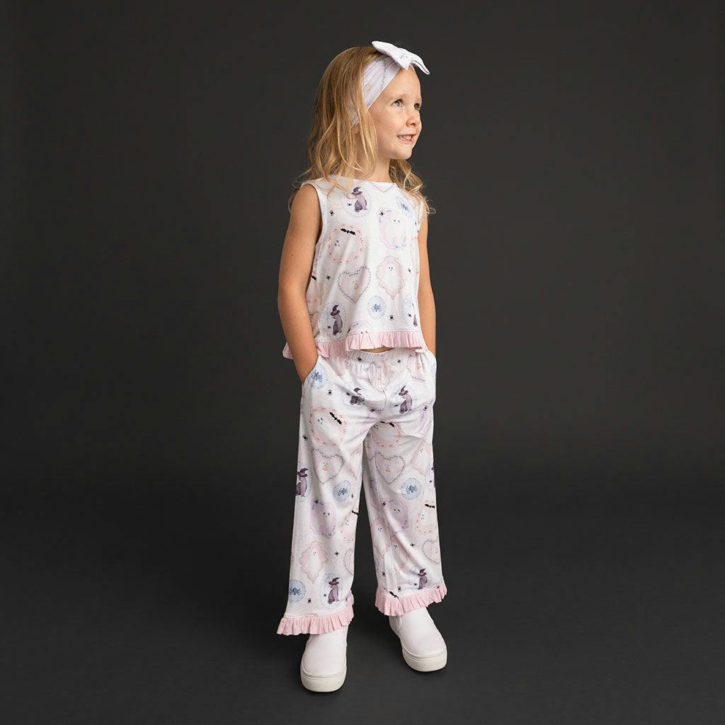 Posh Spooks Ruffled Bow Back Tank Pant Set