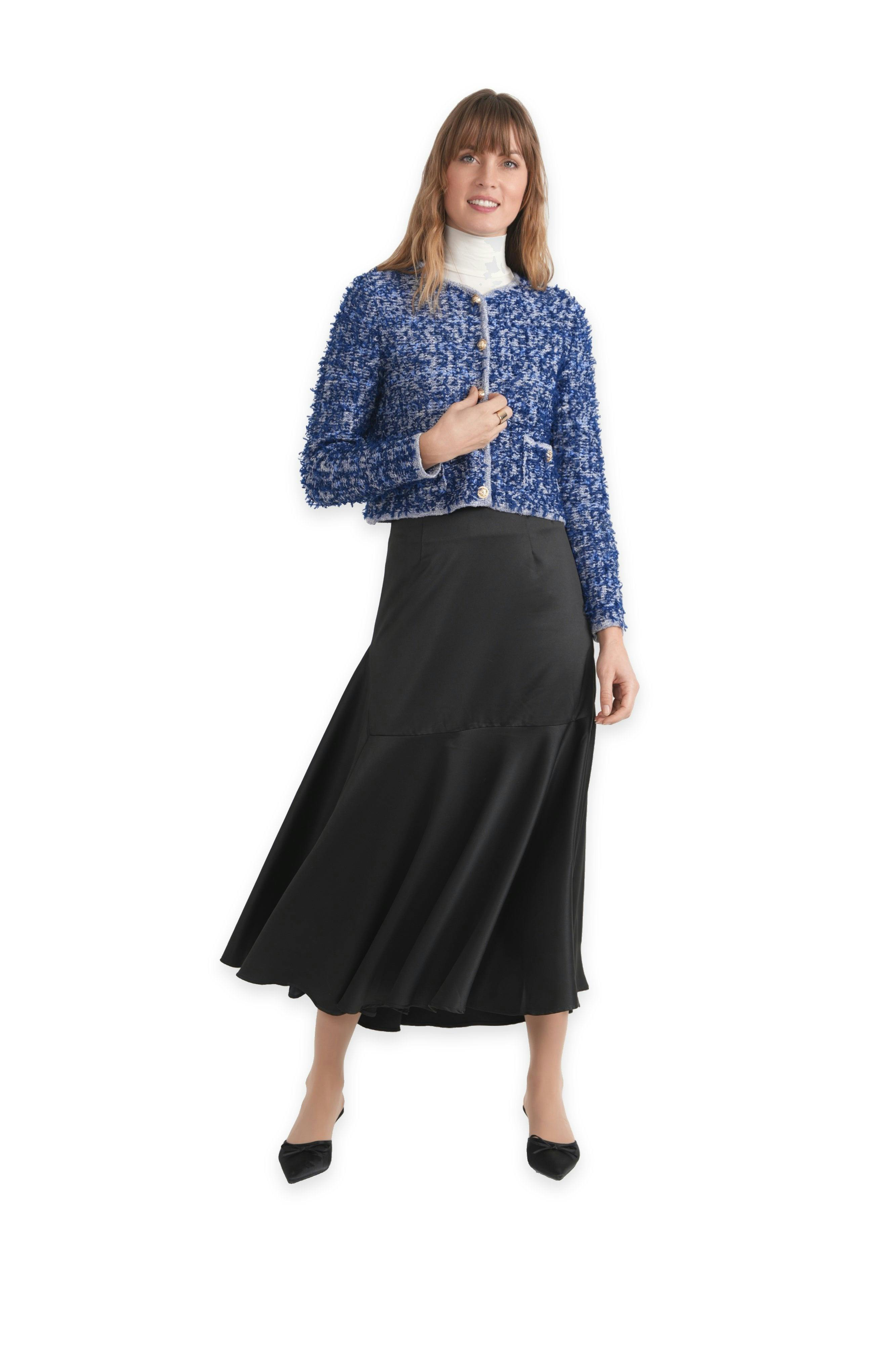 Satin Draped Midi Skirt