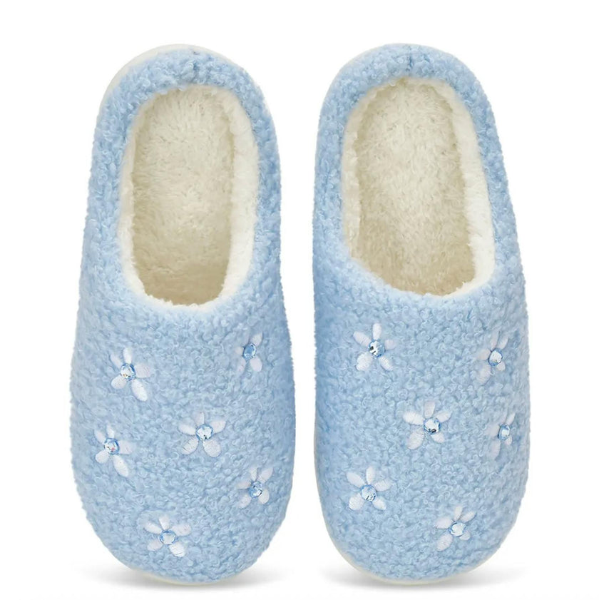 Blue Ditsy Slippers