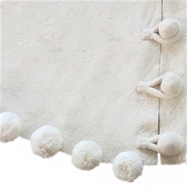 Handmade Felt Pom Poms Cream XL Christmas Tree Skirt 84"
