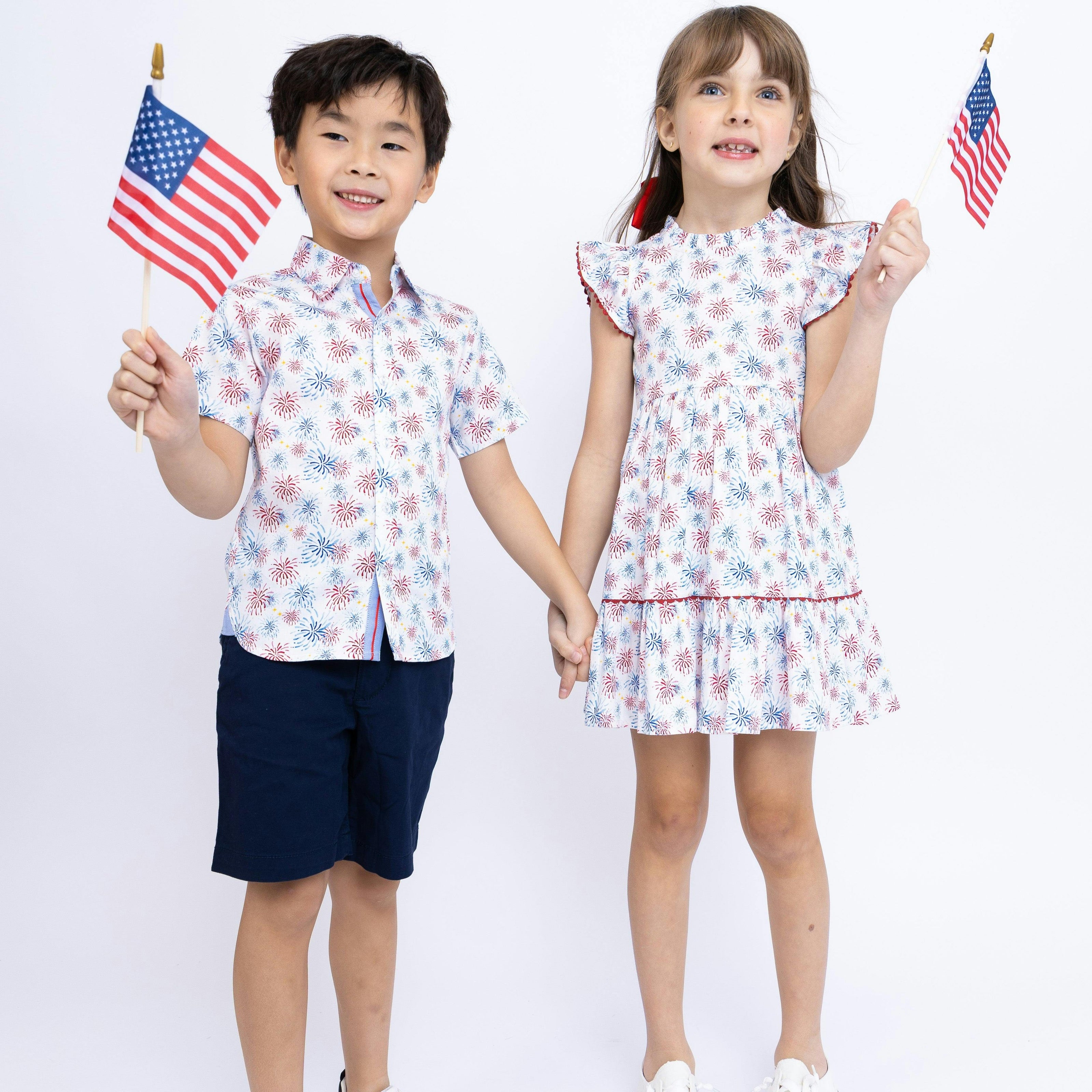 Fireworks Ruffle Dress, Multi