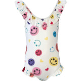 Smiley Ruffle Shoulder One-Piece Swimsuit