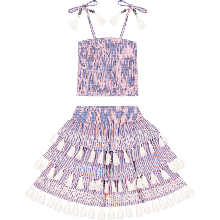Louisa Smocked Stripe Top And Skirt Set, Stripes