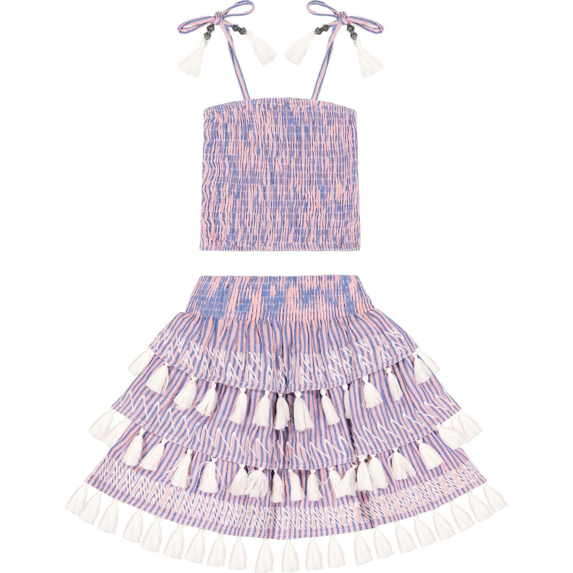 Louisa Smocked Stripe Top And Skirt Set, Stripes