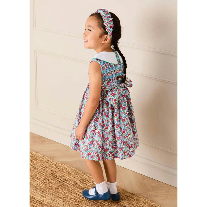 Emilia Floral Embroidered Collar Sleeveless Dress in Red (12mths- 10yrs)