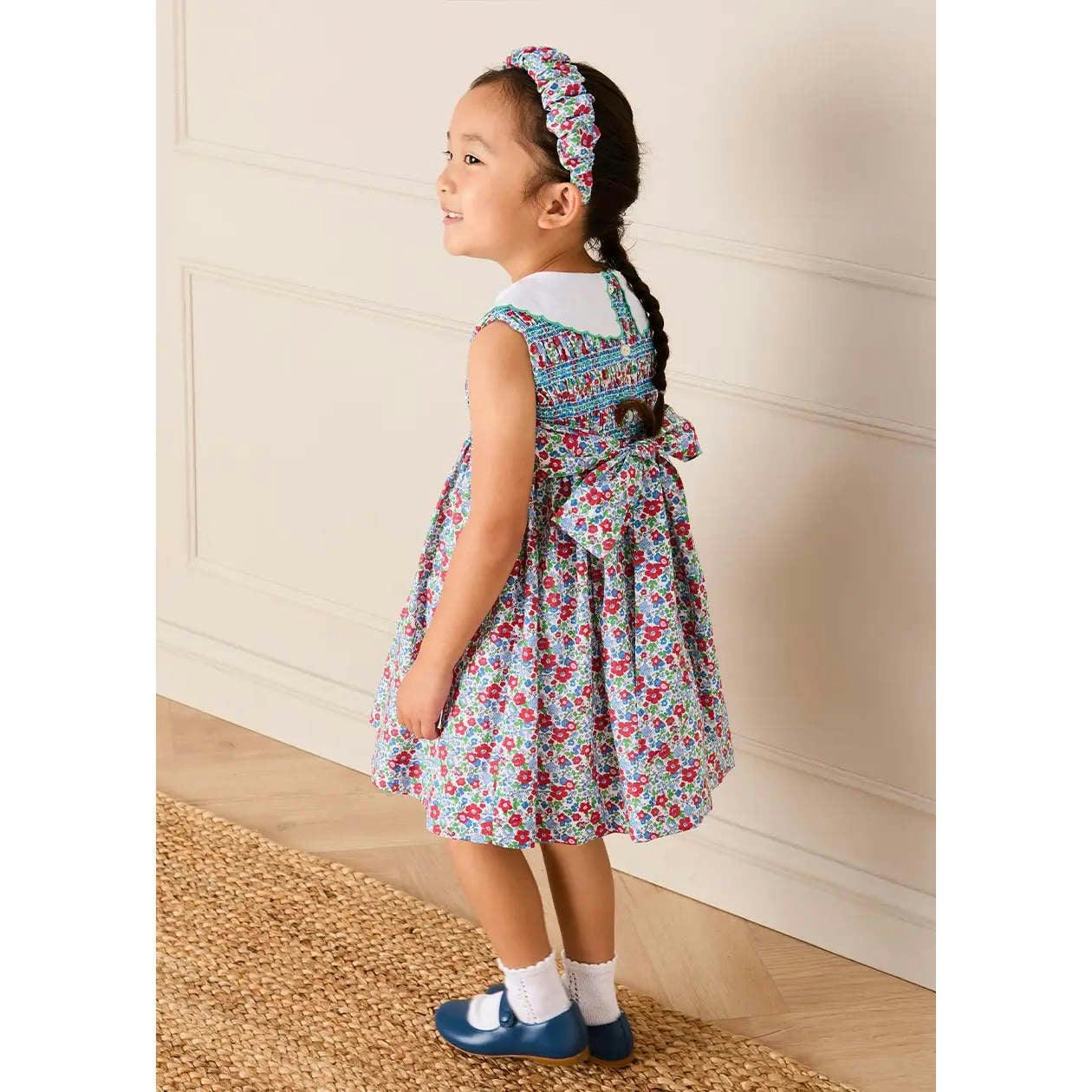 Emilia Floral Embroidered Collar Sleeveless Dress in Red (12mths- 10yrs)