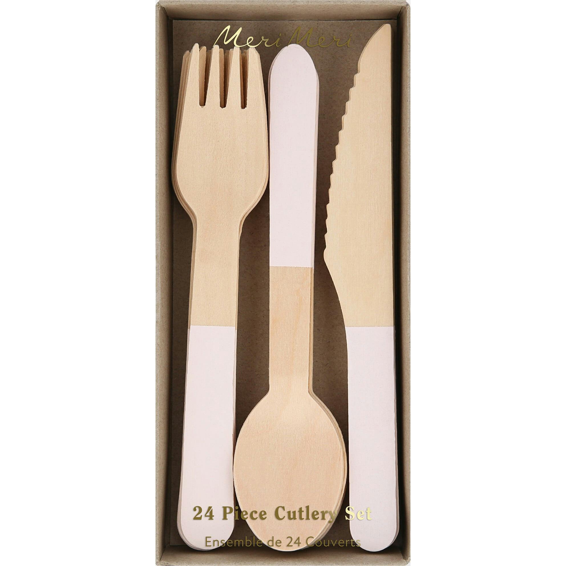 Ballet Slipper Pink Wooden Cutlery Set