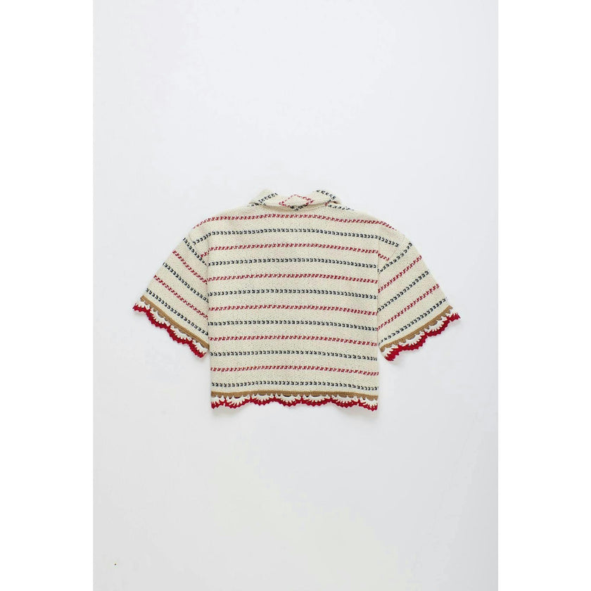 BARCOS KNIT SHIRT OFF WHITE / RED